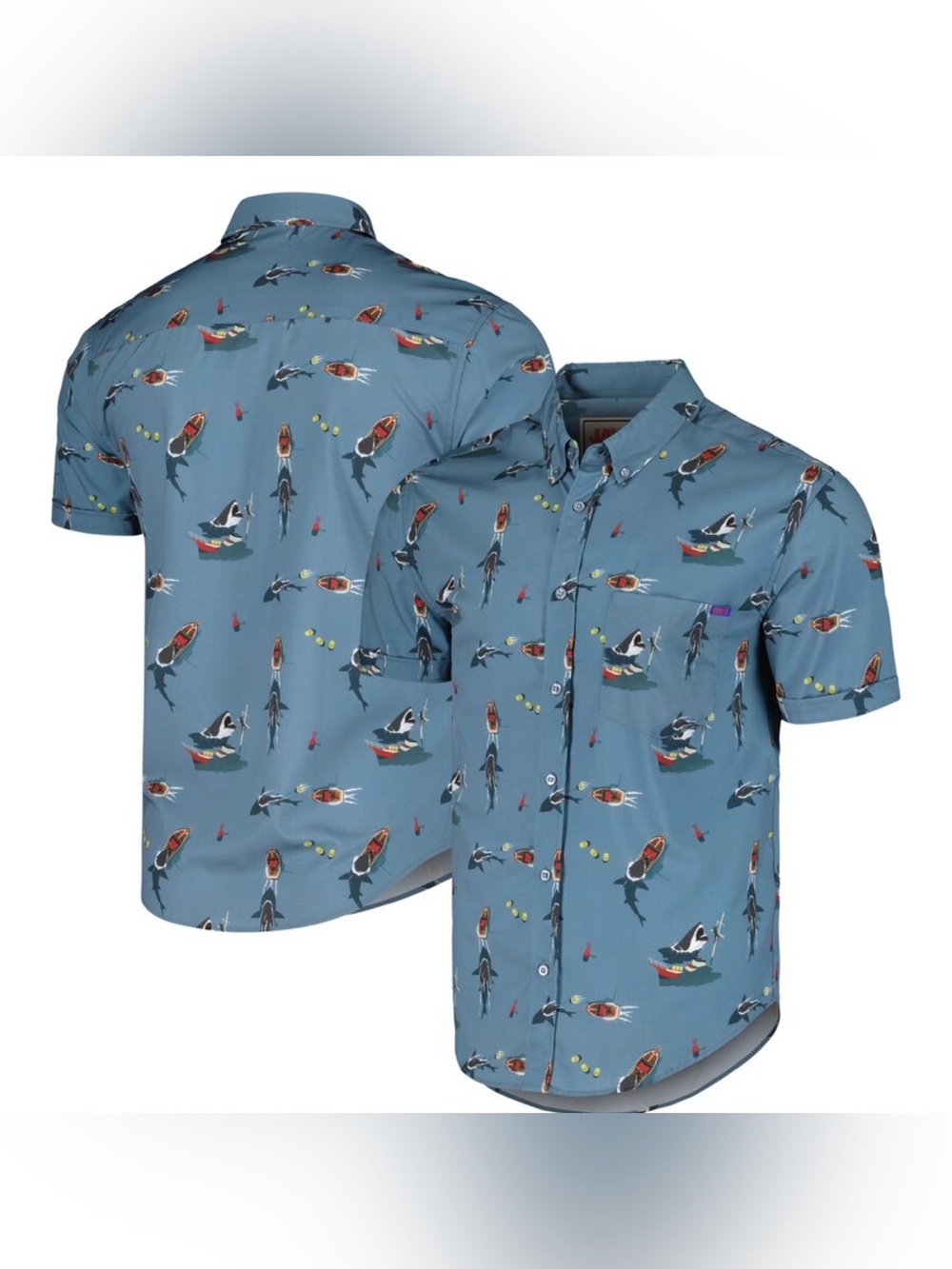 RSVLTS JAWS Unisex Battle of Amity Button-Down Shirt - Gray Size Small